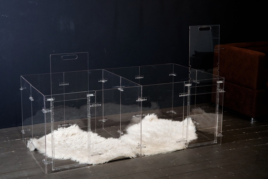 Double Clear Pet Dog Playpen Acrylic Puppy Pen Transparent Etsy