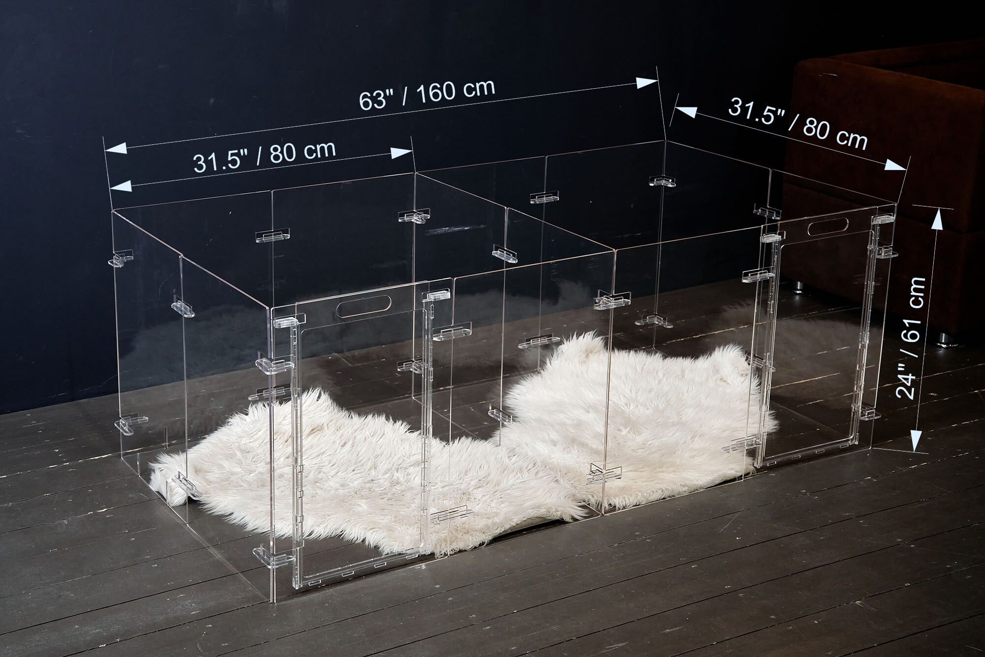 Double Clear Pet Dog Playpen Acrylic Puppy Pen Transparent Etsy