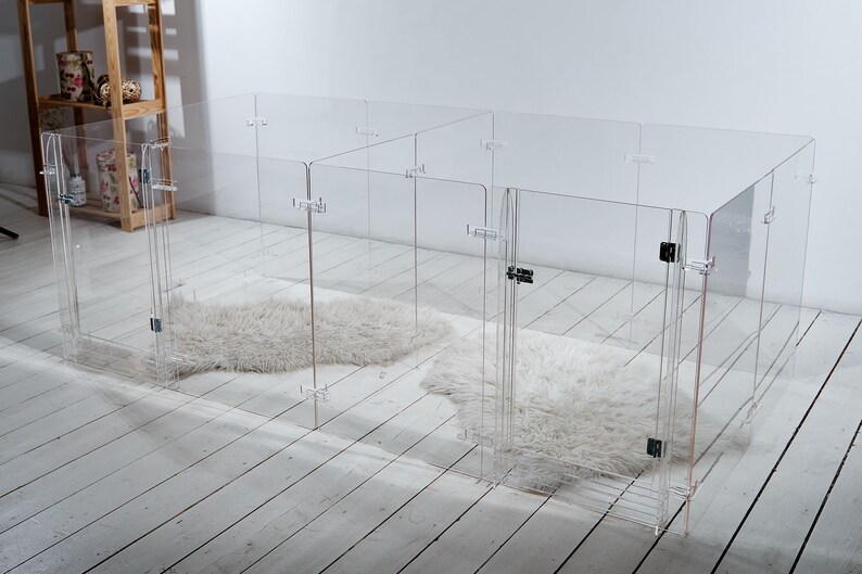 Double Clear Pet Dog Playpen Acrylic Puppy Pen Transparent Etsy