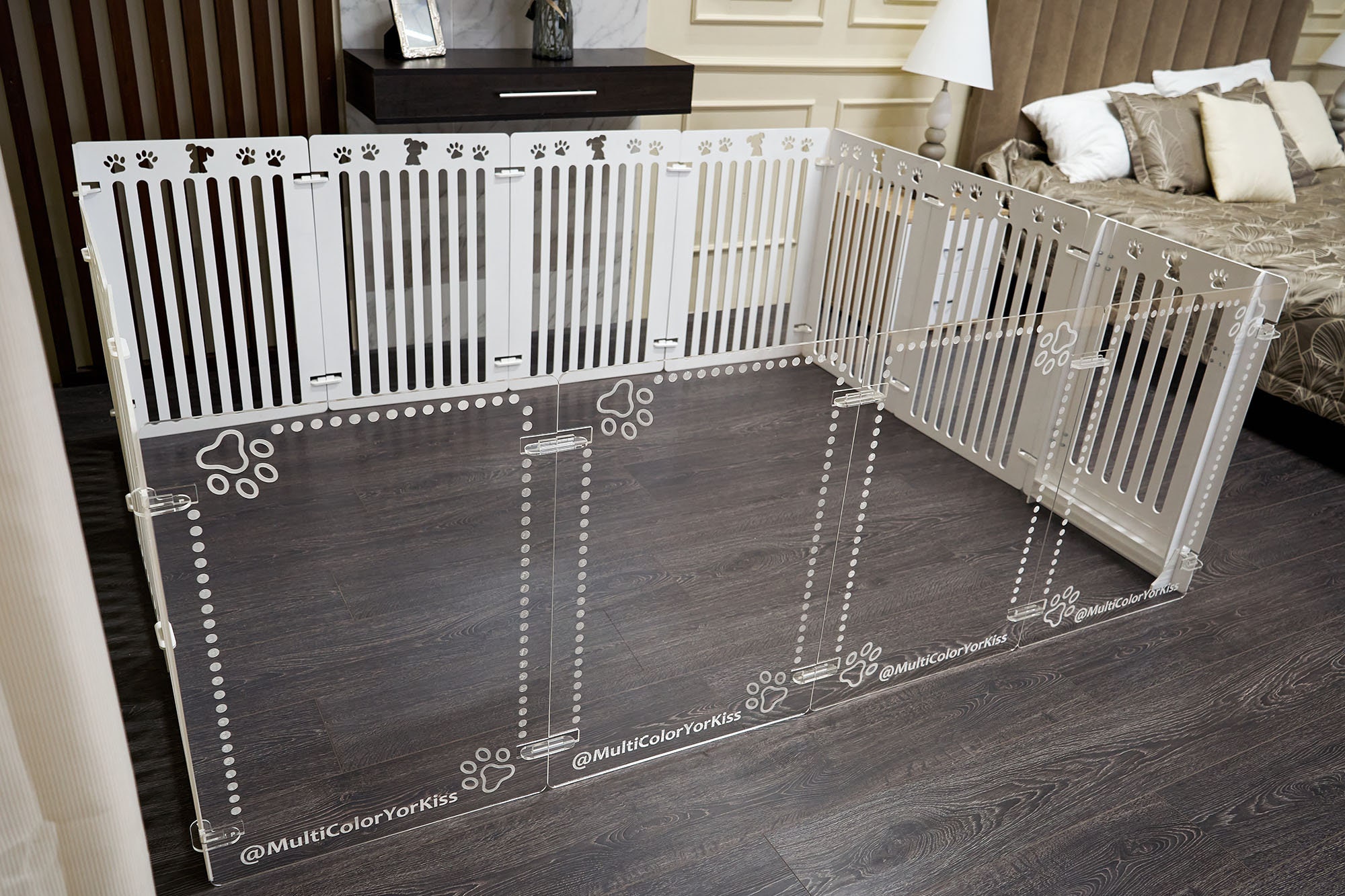 Custom Clear Acrylic and Wooden Large Dog Playpen Puppy Large Etsy