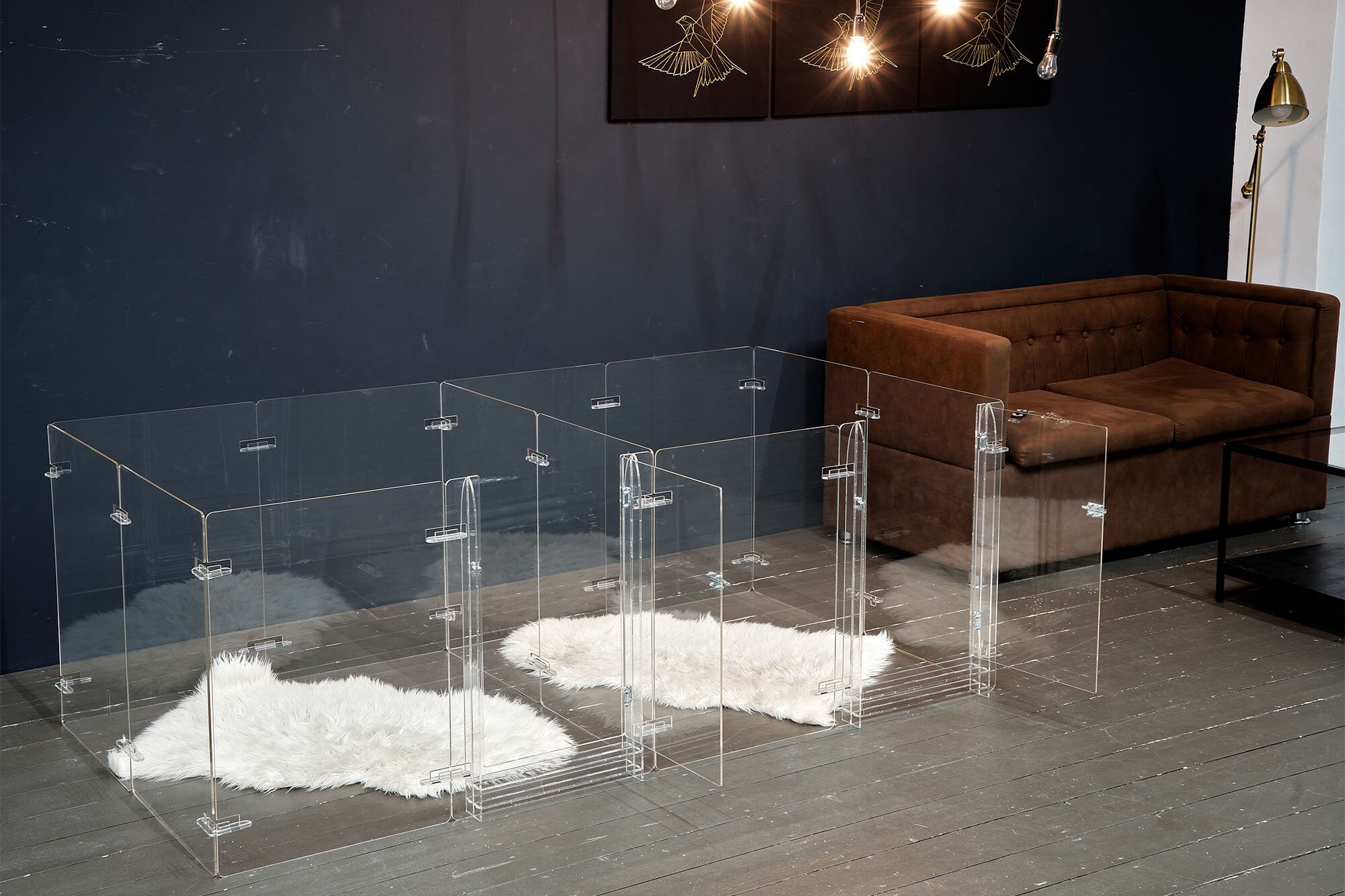 Double Clear Pet Dog Playpen Acrylic Puppy Pen Transparent
