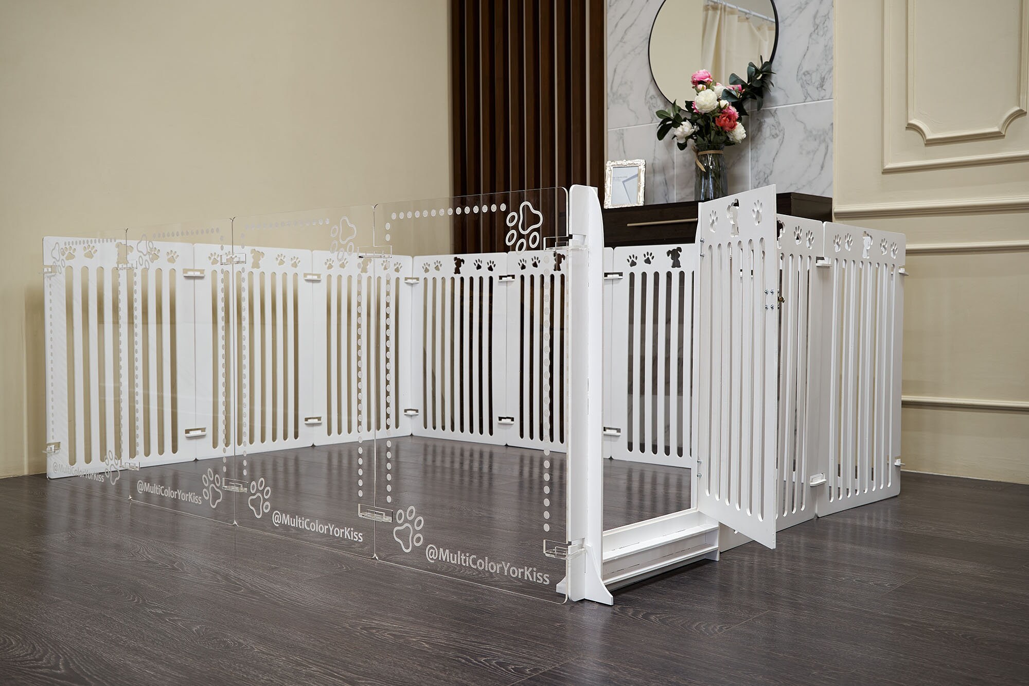 Custom Clear Acrylic and Wooden Large Dog Playpen Puppy Large Etsy Canada