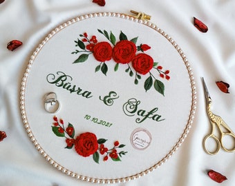 Wedding Embroidery Hoop - Custom with Couple's Names, Wedding Anniversary Gift, DIY, embroidery board, decorative hoop, embroidery art