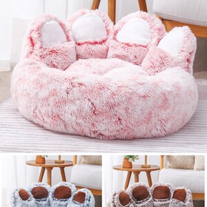 Soft Fluffy Dog Bed Pet House Sofa Washable Long Plush Outdoor Large Cat Warm Mat Thickened Portable Supplies Donut Bed For Dog