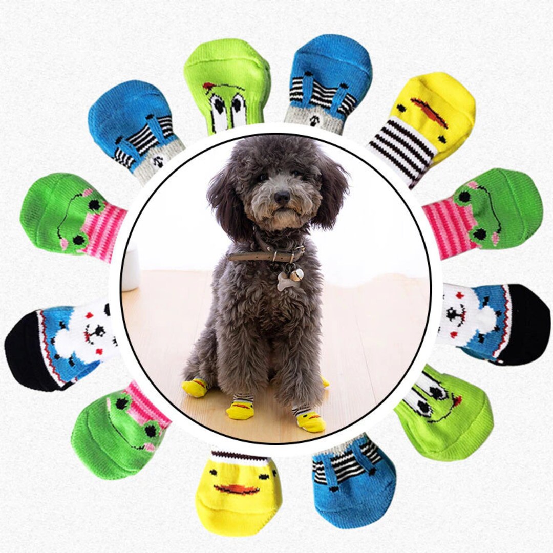 DOK TigerToes Anti-Lick Grip Dog Socks With Velcro Straps For Skid Prevention, Size Large