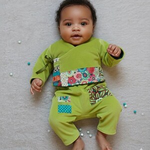 3 mesi - Set di modelli patchwork Anice. Velluto morbidissimo e cotone a doppia garza. Tessuti nuovi riciclati.