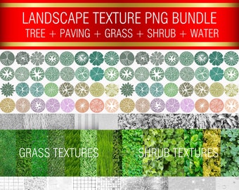 Landscape Architecture PNG Textures Pack | Tree, Grass, Paving, Water Clipart for Plans