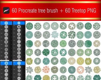Procreate Tree Brush Pack, Treetop View Stamps, Landscape Design (Instant Download)