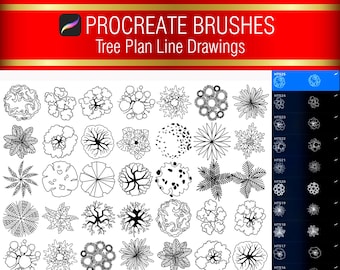 Procreate Baumplan-Stempel: Landschaftsdesign-Elemente