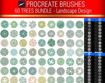 60 Procreate Baumbürsten | Landschaft Design Stempel | Architektur Vorlage