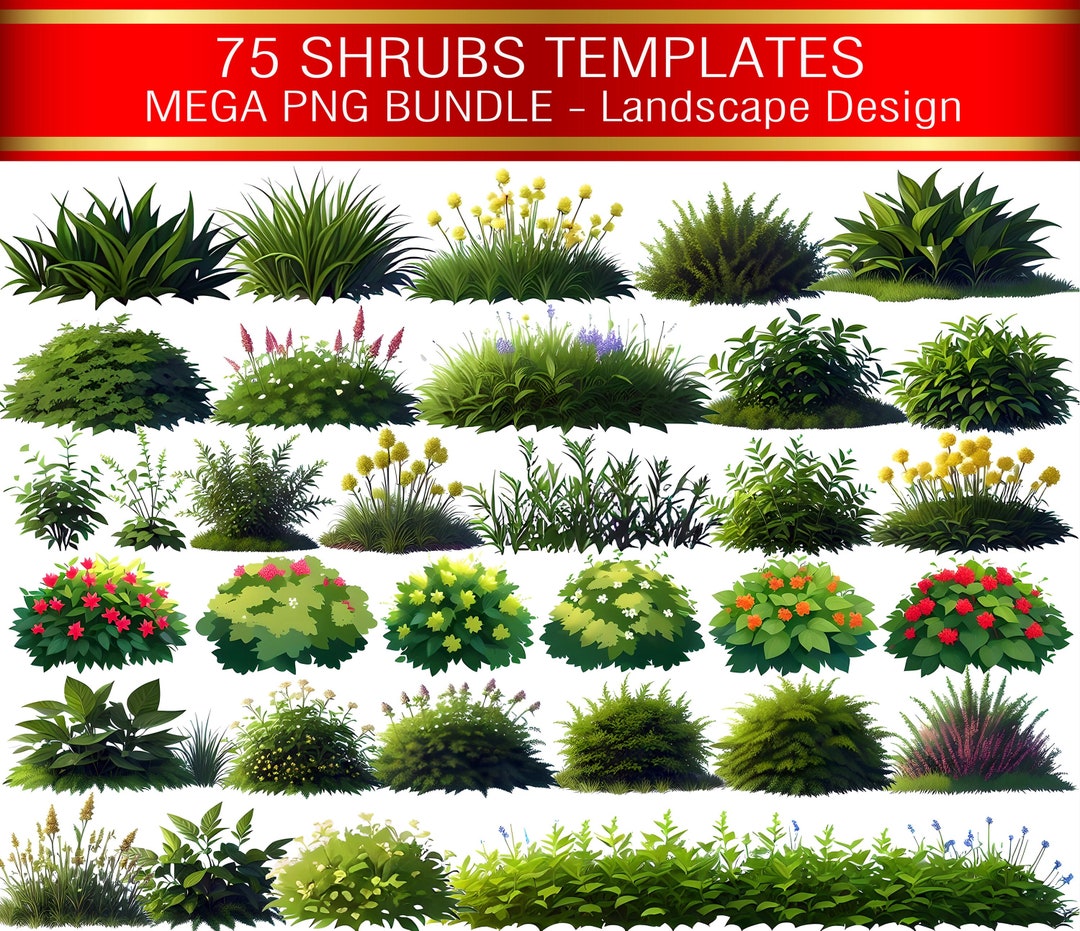 Mega Bundle of Shrubs, Collection of Bushes Clipart, Shrubs Digital