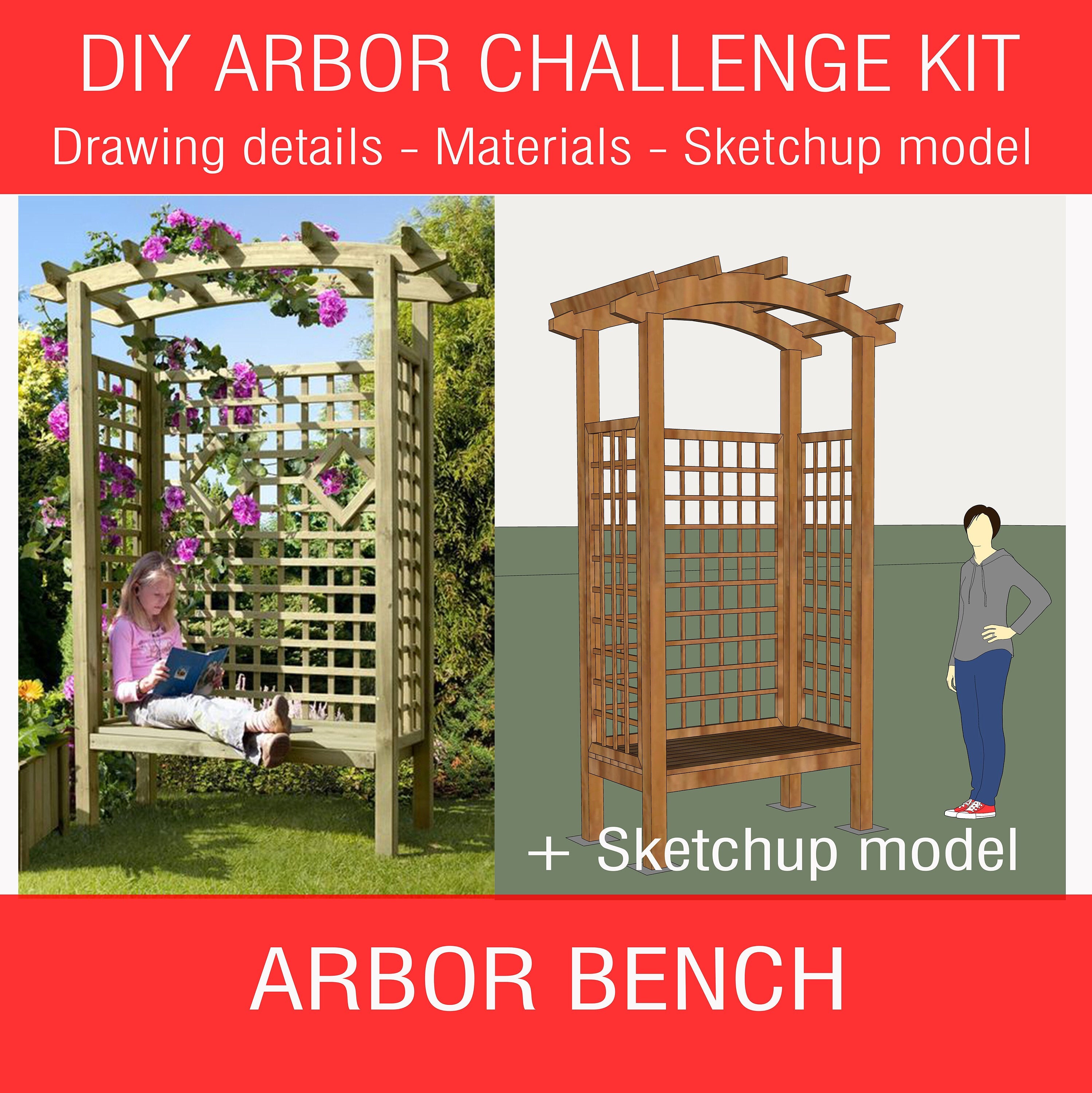 Buy DIY Arbor Bench Plans: Garden Arbor With Seating (PDF Plan) Online in  India - Etsy, image size:2997x3000
