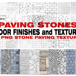Może przedstawiać: Kolekcja 35 cyfrowych tekstur bruku kamiennego. Tekstury są w czerni i bieli i pokazują różne wzory kamienia, w tym bruk, cegłę i płytki. Tekstury idealnie nadają się do wykorzystania w projektach graficznych, takich jak strony internetowe, broszury i prezentacje.