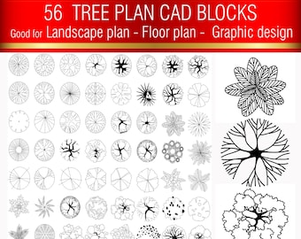 56 Tree Plan CAD Blocks | AutoCAD Landscape Design DWG Symbols (Digital Download)