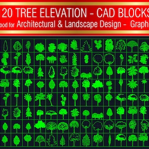 AutoCAD Tree Elevation Symbols | Editable DWG Blocks for Architectural Drawings | CAD Tree Elevation Bundle | DWG Blocks