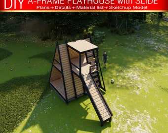 A-Frame Playhouse with Slide DIY Plans: Kids Backyard Fun (Digital Download)