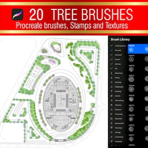 Procreate Tree Stamps | Landscape Design Brush Set for Drawing & Illustration (Digital Download)