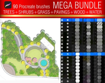 Procreate Landscape Brushes | Tree, Grass, Paving & Texture Stamps for Architecture Design (Digital Download)