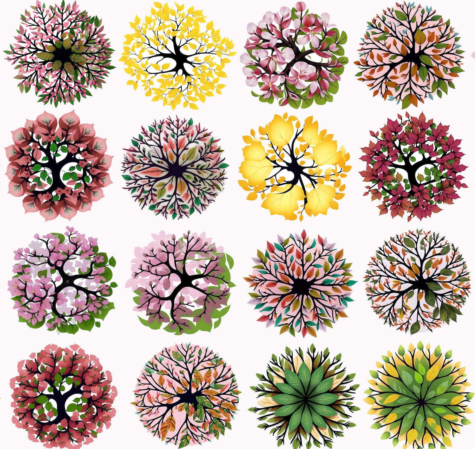 Flowering Tree Plan View PNG, Landscape Element, Tree Plan PNG, Tree ...