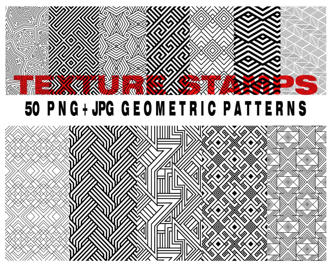 50 Geometric Texture Patterns PNG | Paving Stamps & Digital Clipart for ...