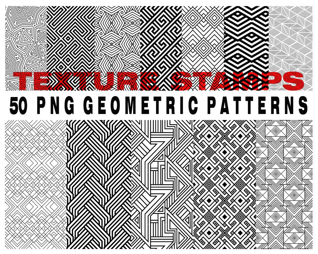 50 Geometric Patterns, Texture Brushes, Paving Stamps, Texture Patterns ...