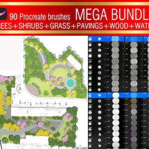 Procreate Landscape Brush Set: Tree, Grass, Paving Stamps (Digital Download)