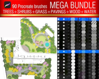 Procreate Landscape Brush Set: Tree, Grass, Paving Stamps (Digital Download)