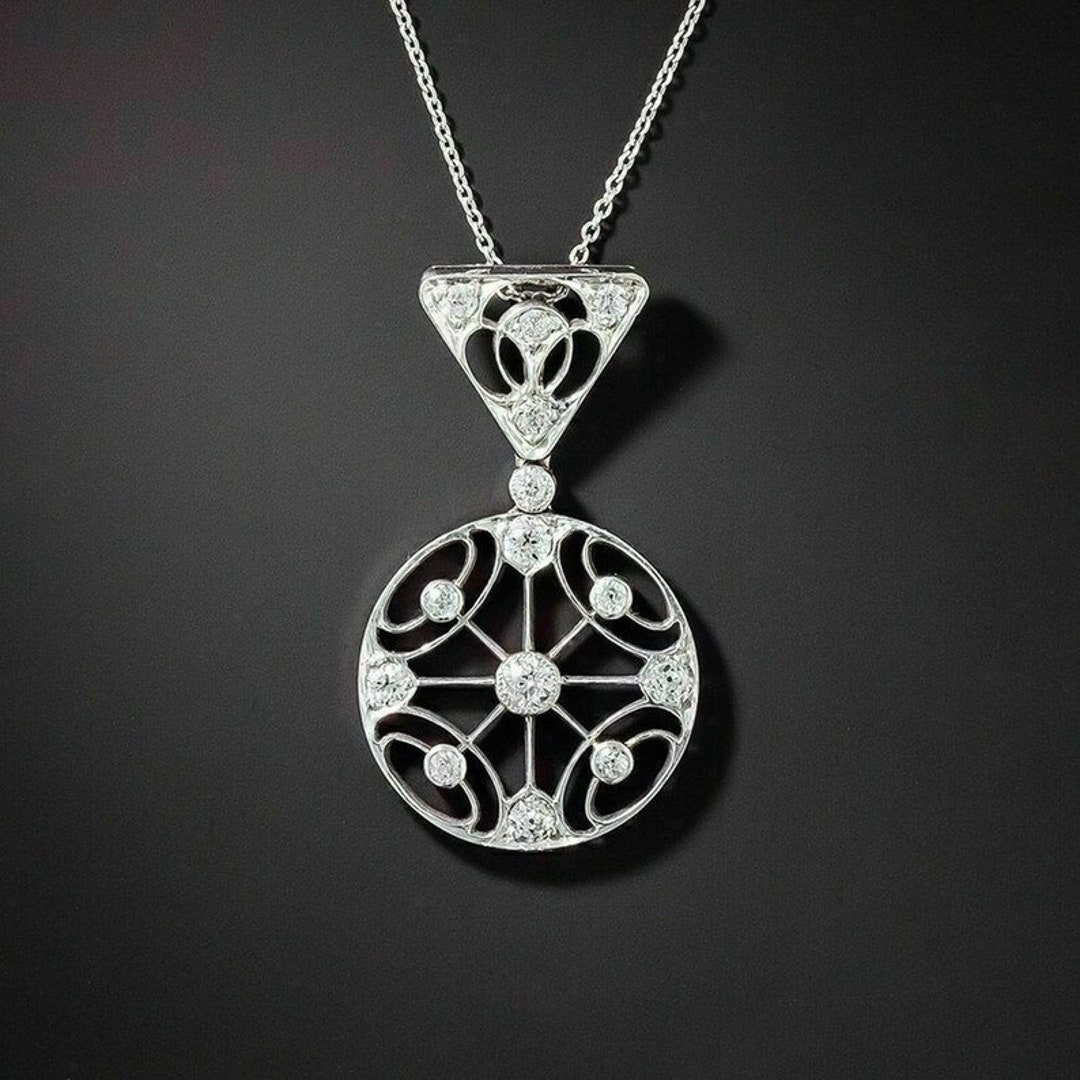 Art Deco Antique Necklace Edwardian Jewelry Diamond Vintage Etsy
