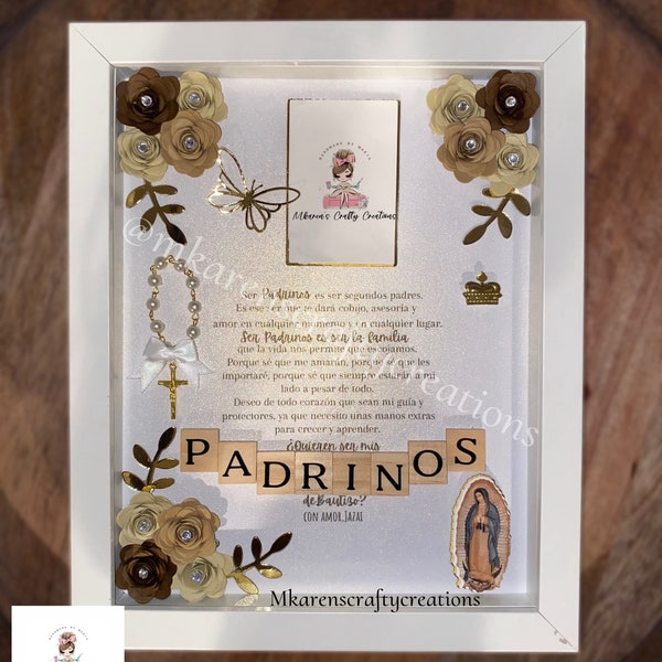 Godparent proposal shadow box, godparent proposal, shadow box, godparents, shadow box, baptism, baptism godparents, bautizo