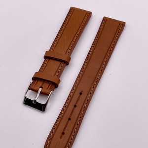 New 18mm Bronze Leather Watch Strap Silver Buckle For Various Watches.