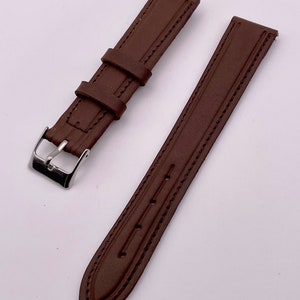 New 18mm Brown Leather Watch Strap Silver Buckle For Various Watches.