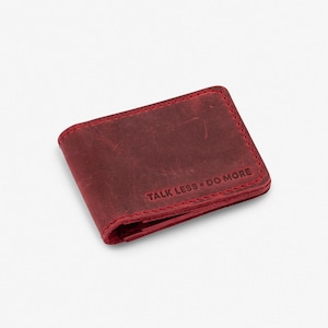 Portafoglio in pelle rossa, portafoglio semplice in pelle, portafoglio minimalista, unisex, signore, portafoglio uomo, titolare della carta, portafoglio orizzontale, regalo per lei