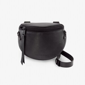 MONKEY Black leather Crossbody and Waist Bag in one, for Woman, Bum Bag, Hip Bag, Simple Purse, Gift for Her