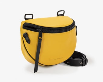MONKEY Leather Crossbody Bag, Waist Bag for Woman, Yellow Leather Bag, Bum Bag, Hip Bag, Genuine Leather Woman, Gift for Her