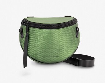 MONKEY Glanzend groen lederen Crossbody en heuptas in één, voor vrouw, heuptas, heuptas, eenvoudige portemonnee, cadeau voor haar