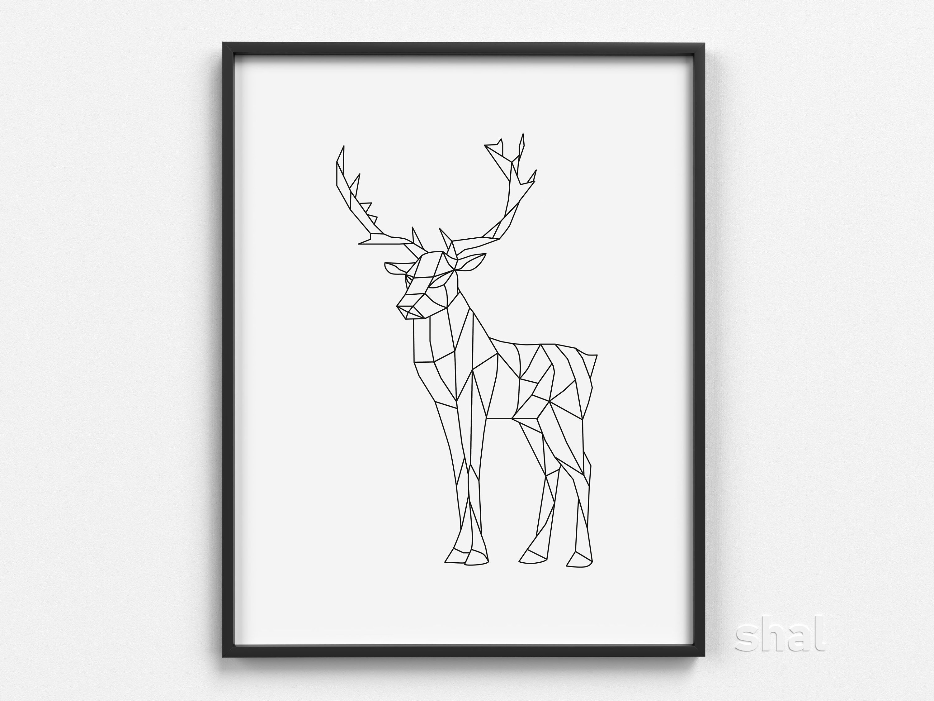 Geometric Deer Print, Low Poly Deer Wall Art, Geometric Art, Deer ...
