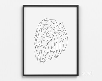 Lion Print Lion Art Lion Wall Art Geometric Lion Print - Etsy Australia