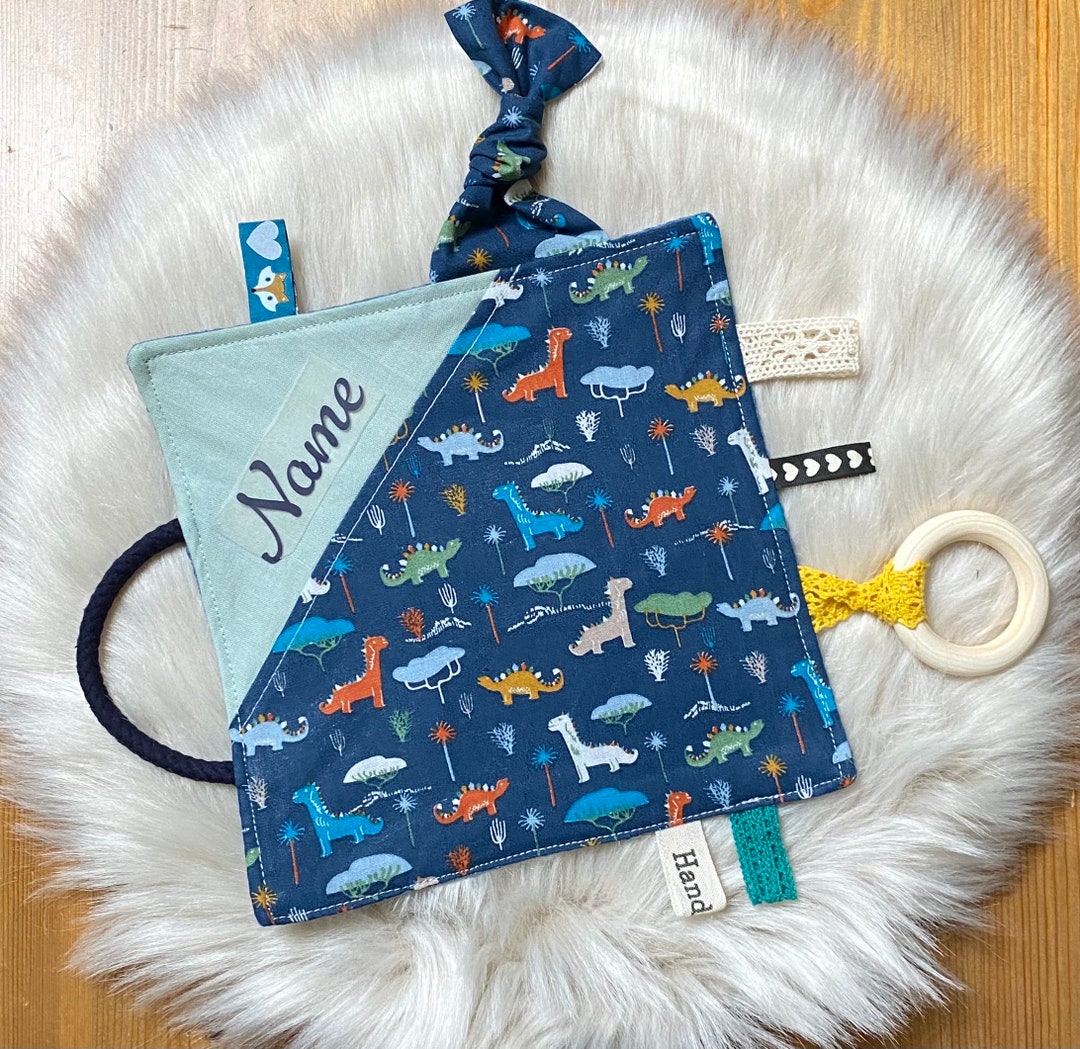 Knistertuch mit Greifling, Name, Rascheltuch,Motoriktuch,Fummeltuch ...