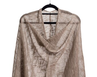 Sage Versatile Poncho | Sheer Asymmetric Knitted Poncho | Cotton Mix Poncho for Women