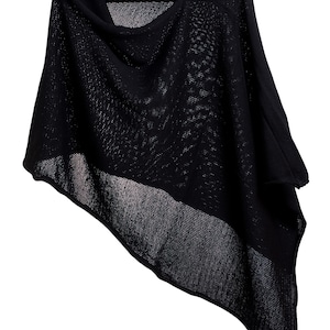 100% Soft Heavy Cotton Black Colour Versatile Knitted Poncho |  One Size fits  all| gift for ladies of all ages | Handcraft Made in UK