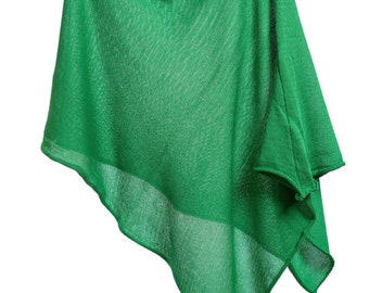 Emerald Green 100 % Soft Matt and Combed Organic Fine Cotton Poncho |  One Size | gift for ladies of all ages |