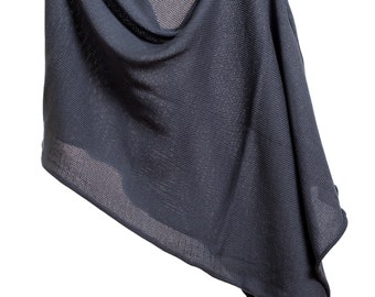 Poncho de punto de algodón artesanal: chal versátil color carbón pizarra