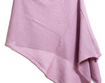 Poncho de punto de algodón lila: chal versátil hecho a mano