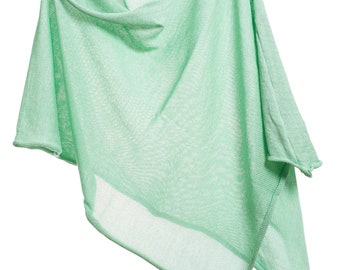 Mint Colour 100 % Soft Matt and Combed Organic Fine Cotton Poncho |  One Size | gift for ladies of all ages |