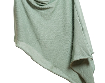 Poncho artisanal en tricot de coton vert menthe - Fabriqué au Royaume-Uni