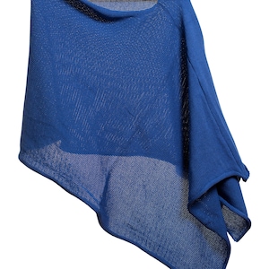 100% Soft Heavy Cotton Royal Blue Colour Versatile Knitted Poncho |  One Size fits all | gift for ladies of all ages | Handcraft Made in UK