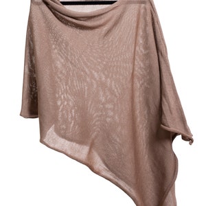 100 % Pure Extra Fine Merino Wool|Beige Colour| Asymmetric | Versatile knitted Poncho for Women | Handcraft made in UK