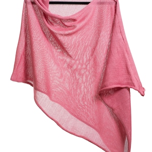 Cyclamen Pink Colour 100 % Soft Matt and Combed Organic Fine Cotton Poncho |  One Size | gift for ladies of all ages |