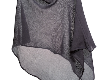 Poncho gris anthracite en coton bio : châle en tricot doux