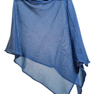 Jeans Blue Colour 100 % Soft Matt and Combed Organic Fine Cotton Poncho |  One Size | gift for ladies of all ages |
